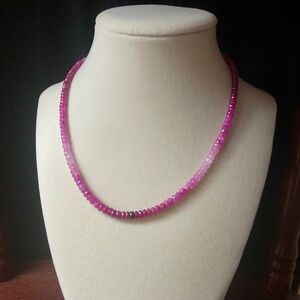 14K Yellow Gold Pink Tourmaline Ombré Beaded Necklace